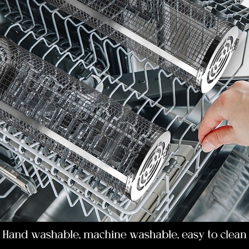 AUCMA Rolling Grilling Baskets for Outdoor Grill Bbq Net Tube with Spray Bottle Large Outsidegrill Crate Baskrt Canisters Barbeque Basket for Camping Picnic Party Cooking Accessories Gifts for Men - Image 5